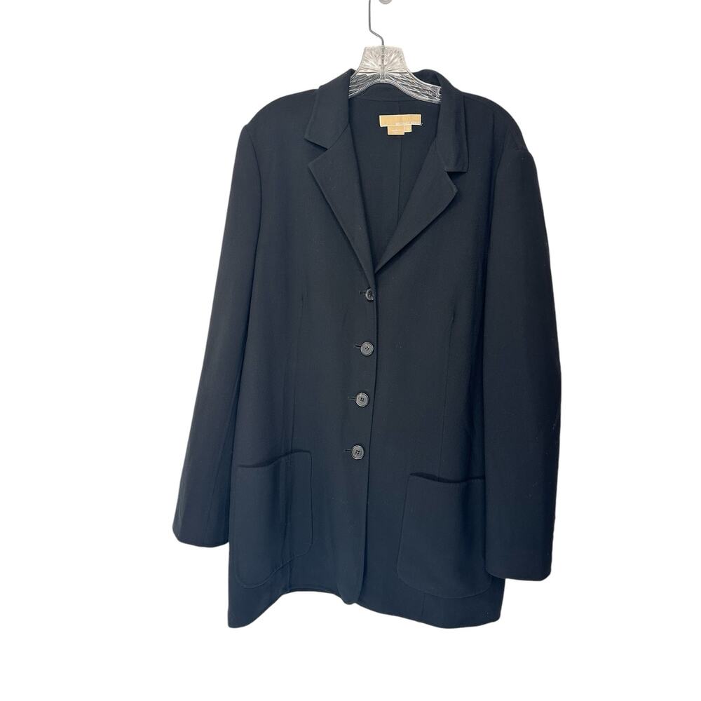 Michael Kors‎ Black Business Career Office Work Wool Blend Blazer Size 14